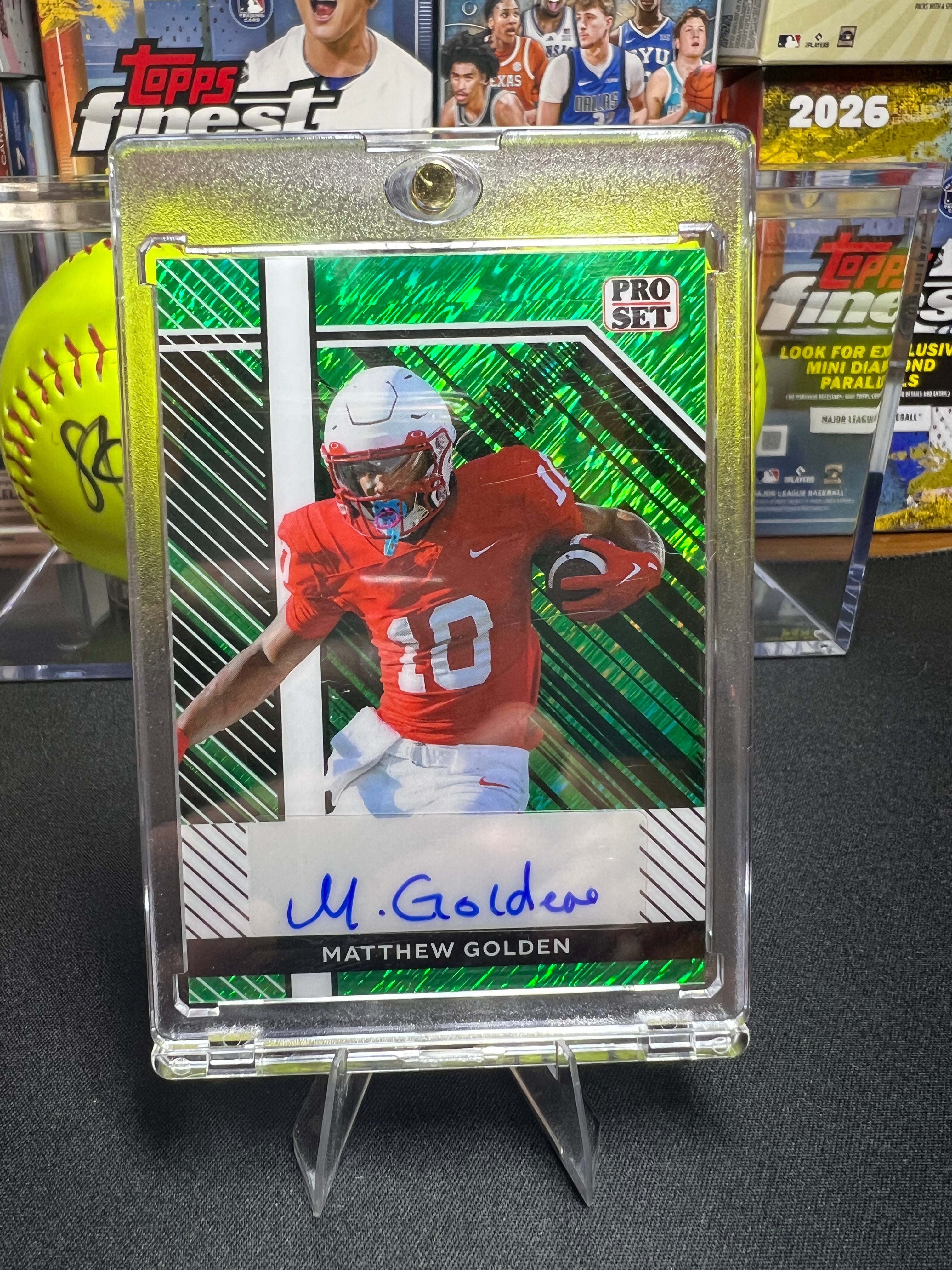 Matthew Golden - 2024 Leaf Pro Set Autographs Green Prismatic #PSA-MG1 2/7
