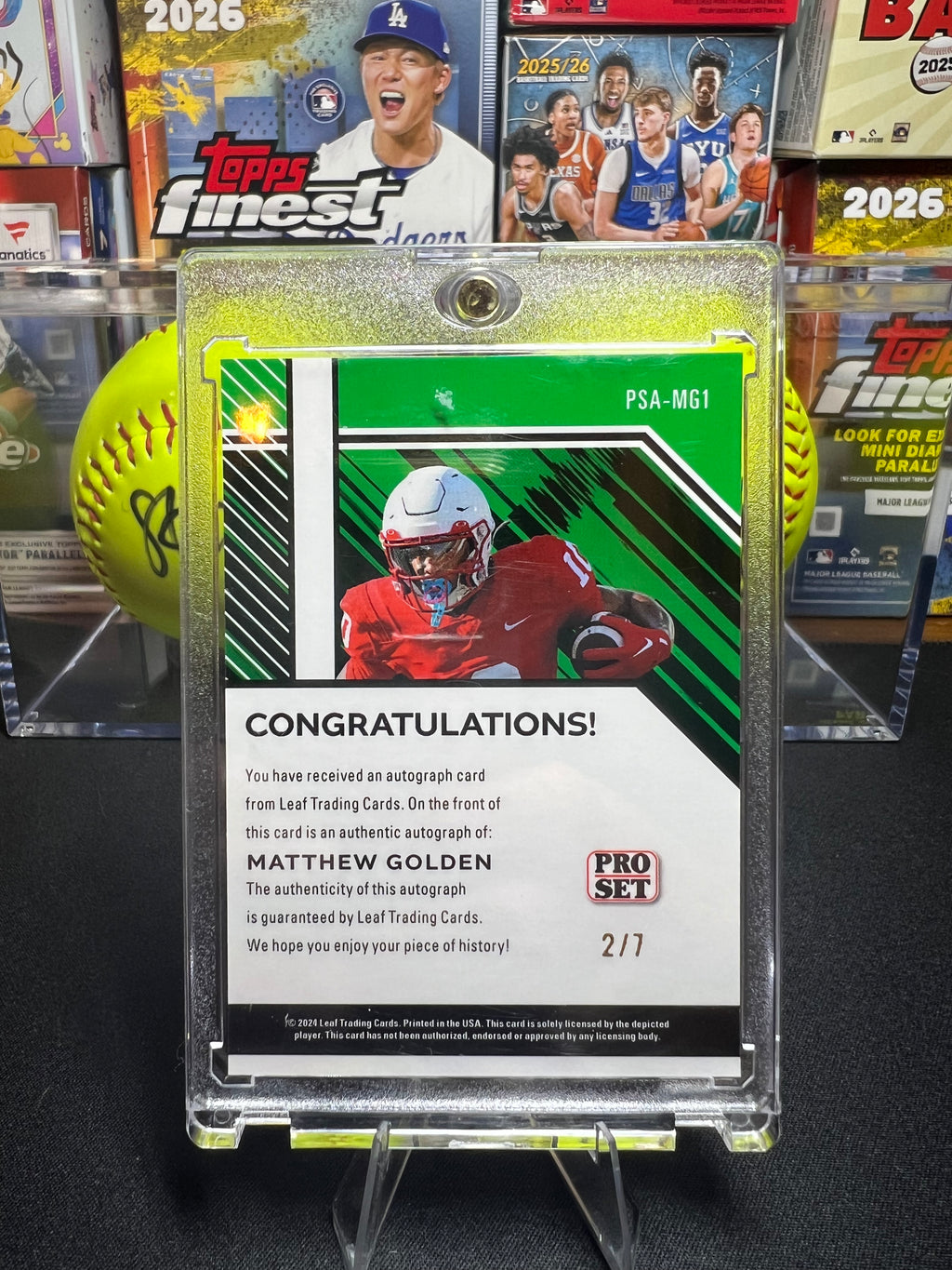 Matthew Golden - 2024 Leaf Pro Set Autographs Green Prismatic #PSA-MG1 2/7