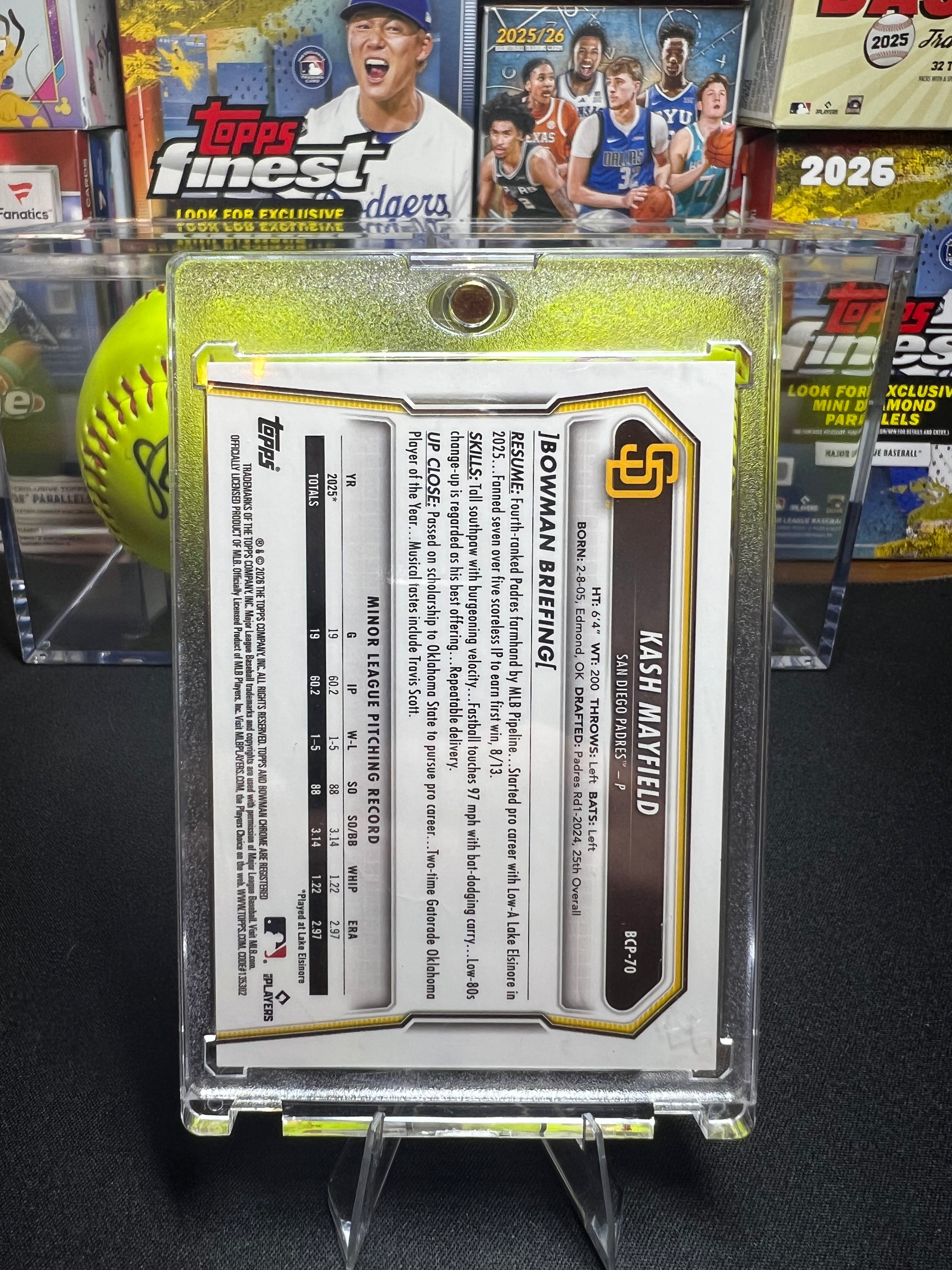 Kash Mayfield - 2026 Bowman Chrome Prospects True Gold Refractor #BCP-70 22/50