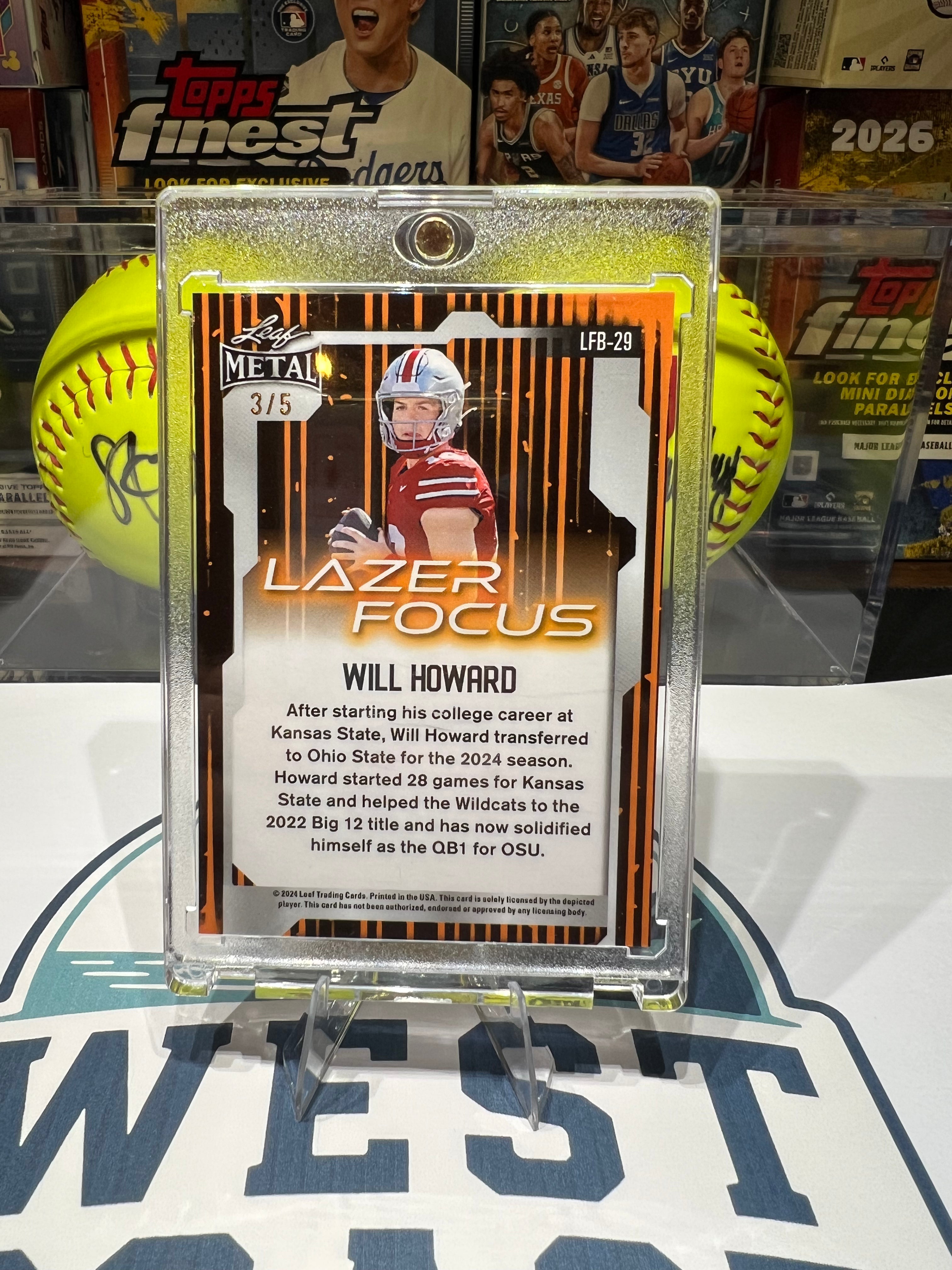 Will Howard - 2024 Leaf Metal Lazer Focus Red #LFB-29 3/5